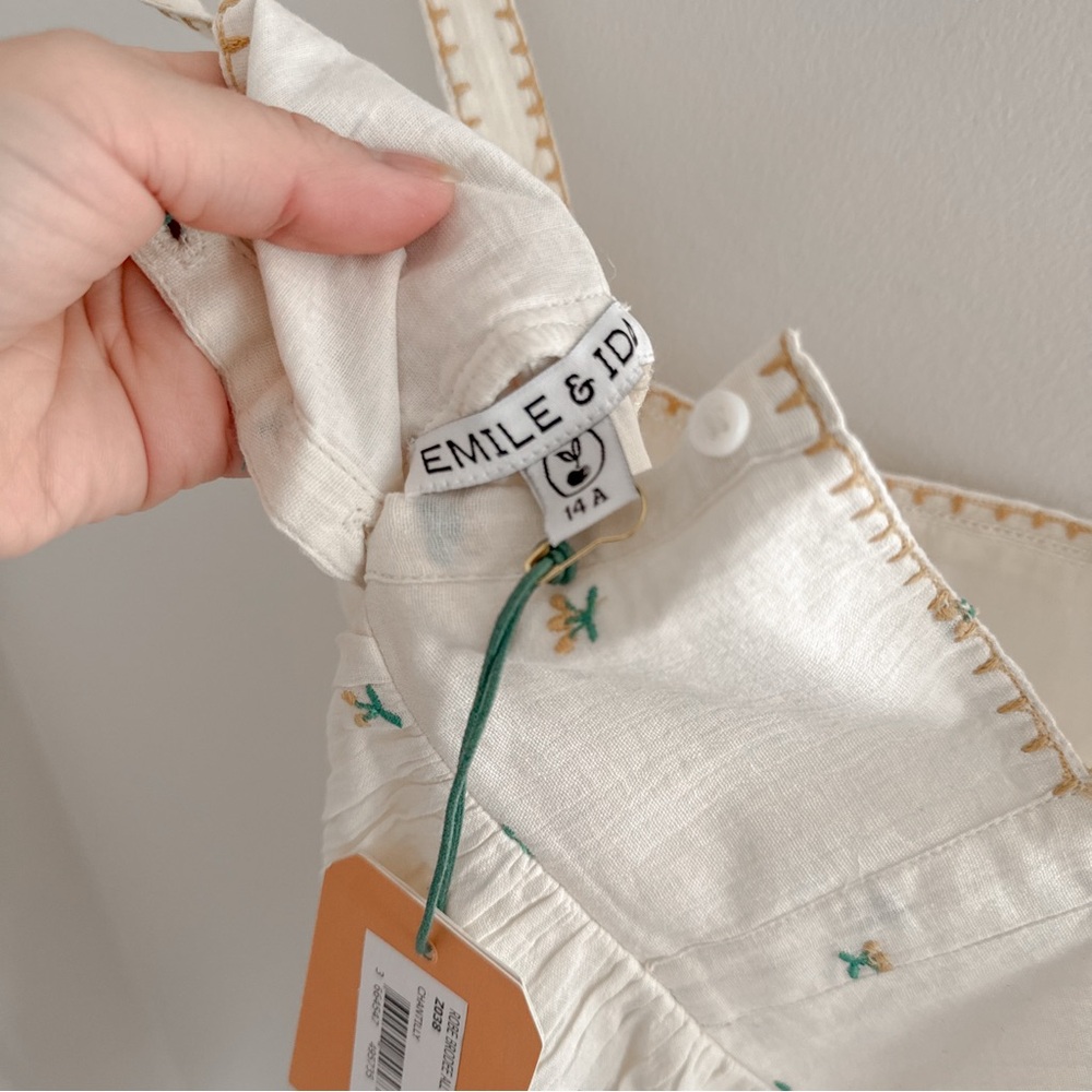 Emile Et Ida Girls Cream Sundress with Delicate Embroidery - Picture 6 of 7